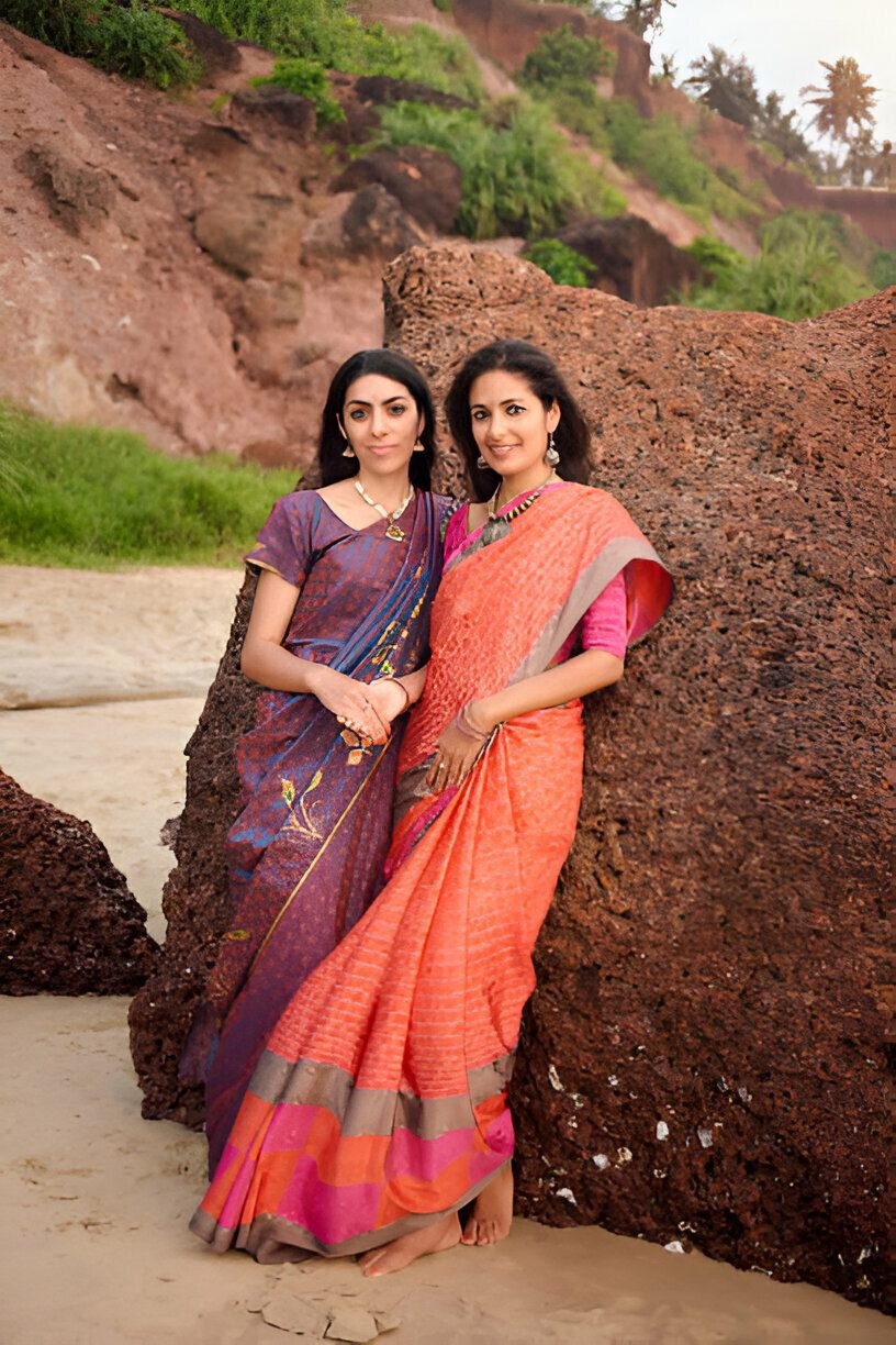 peach colour saree