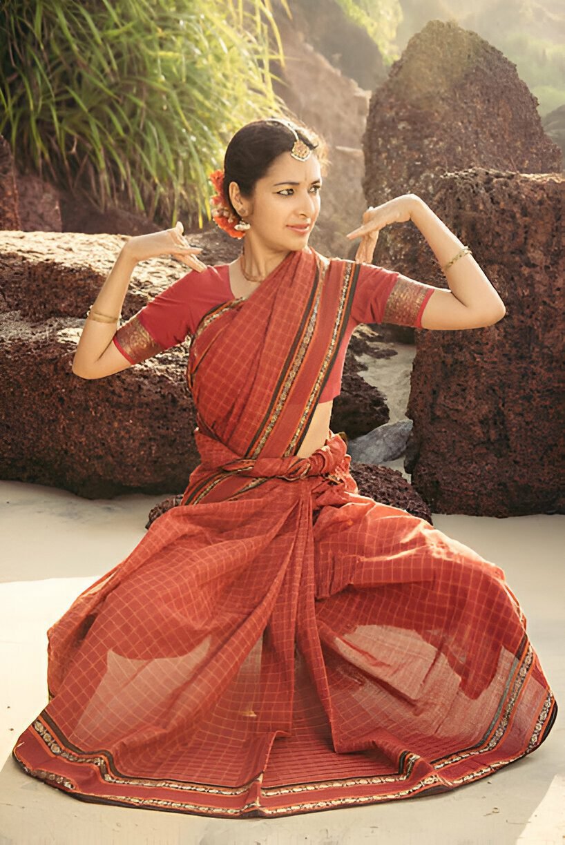 peach colour saree