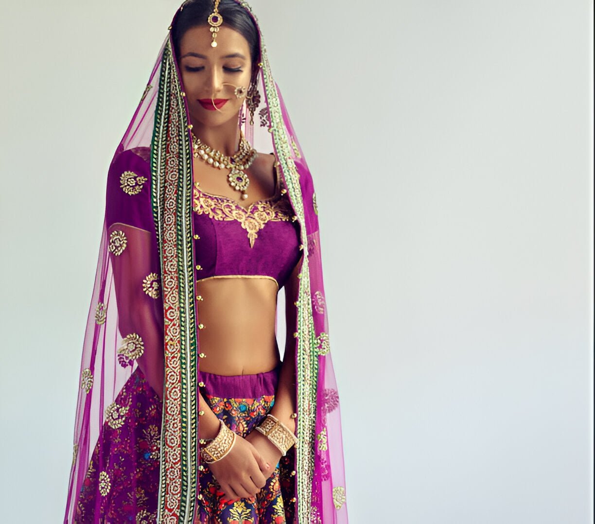 modern hairstyle for lehenga