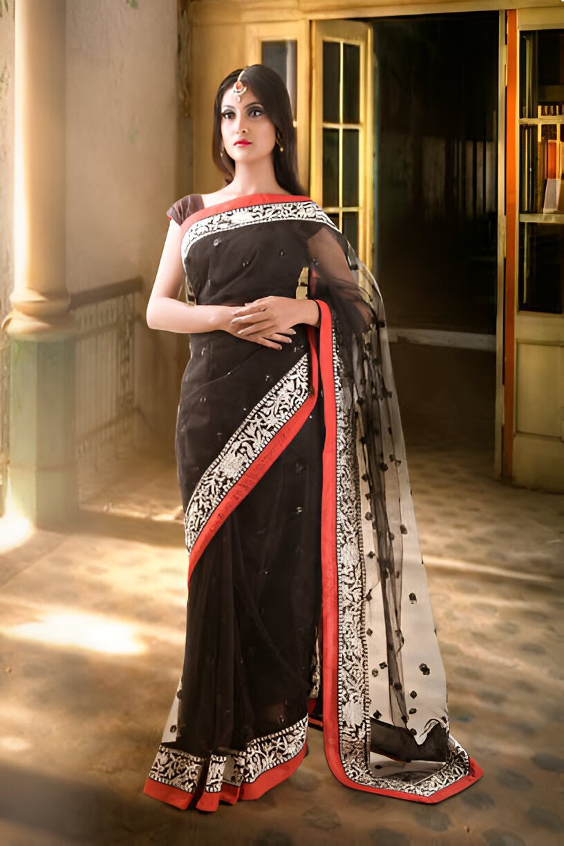 black saree blouse
