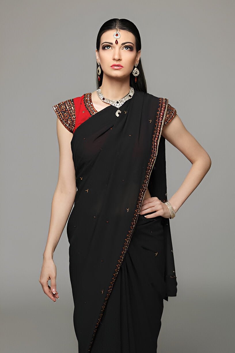 black saree blouse