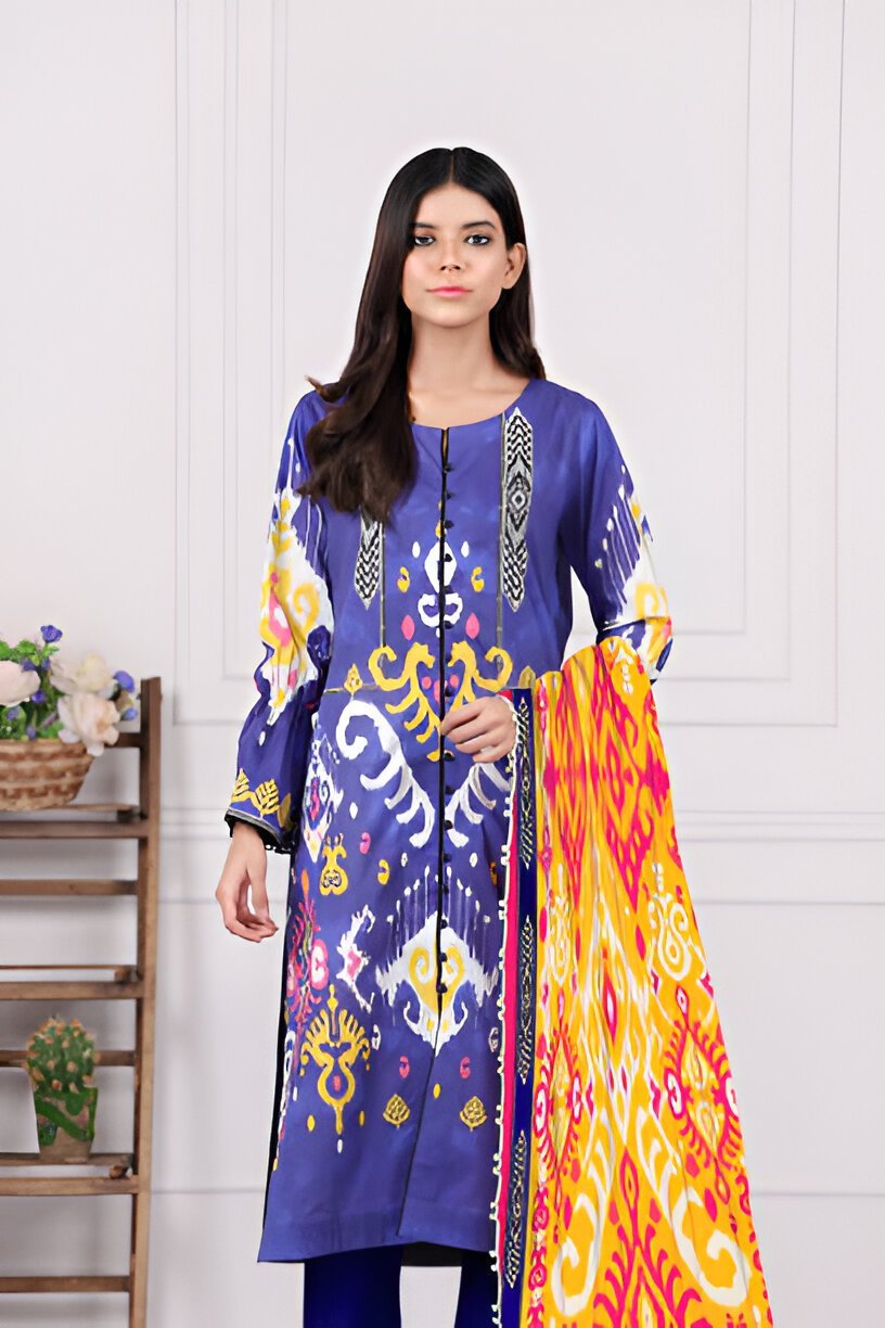 Plain Suit Printed Dupatta