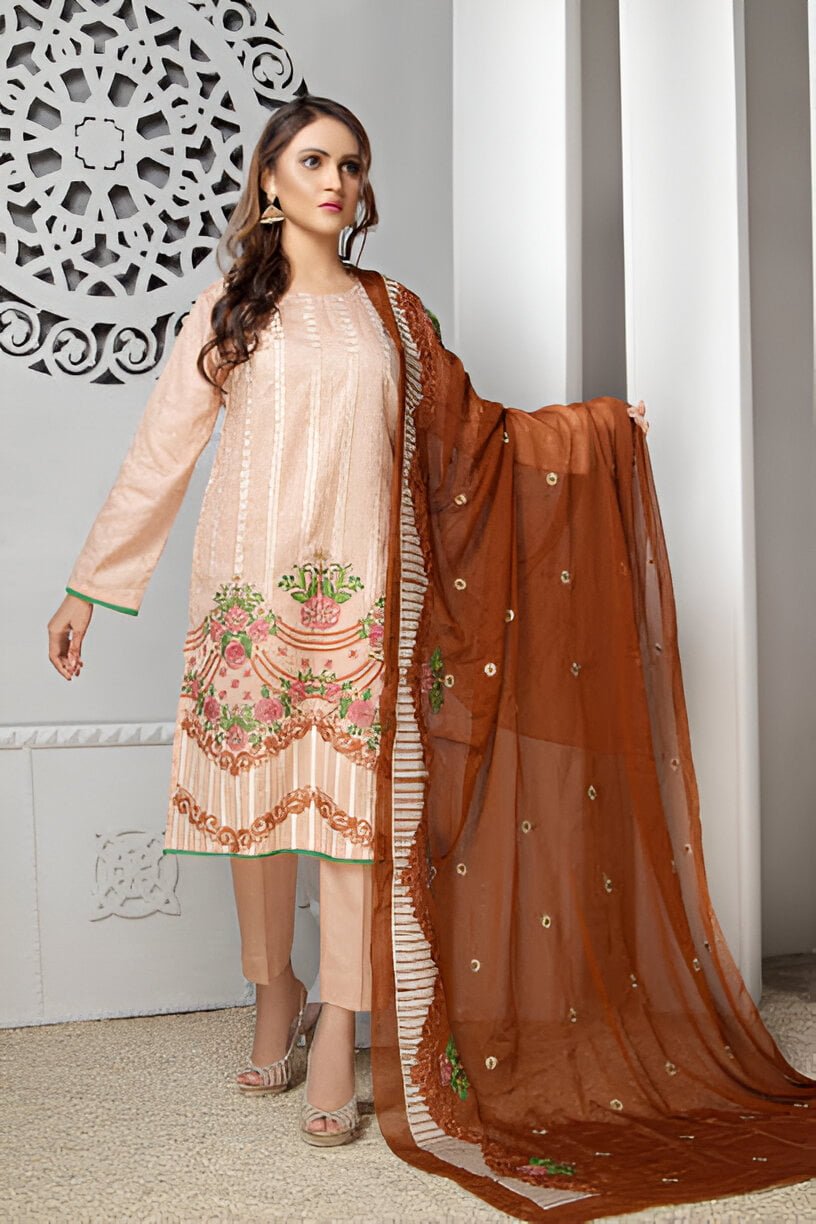 Plain Suit Printed Dupatta