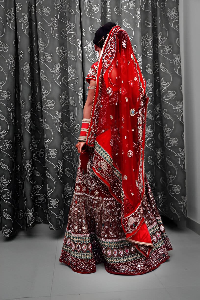 red bridal lehenga
