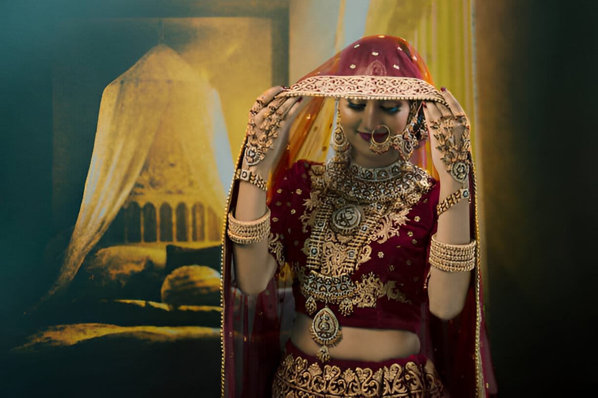 red bridal lehenga