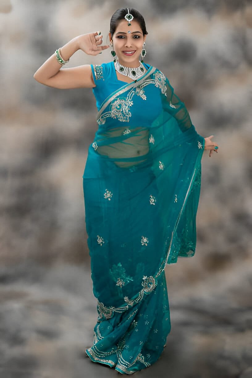sky blue saree