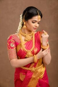 red wedding saree