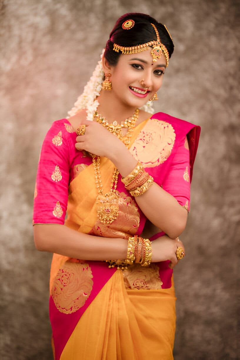 red banarasi saree