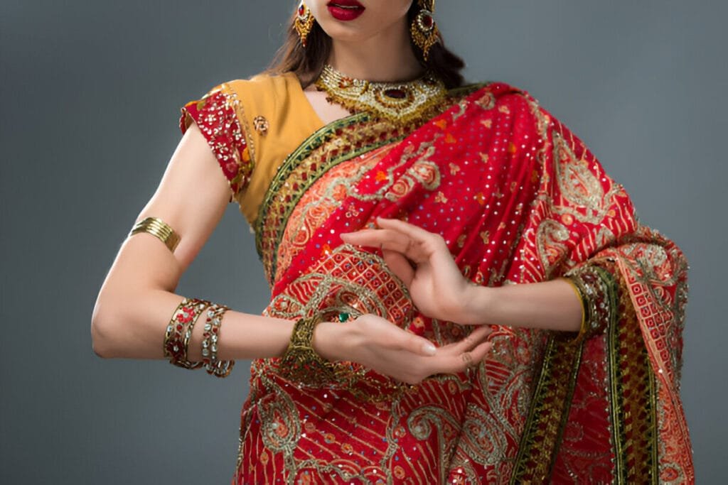red wedding saree