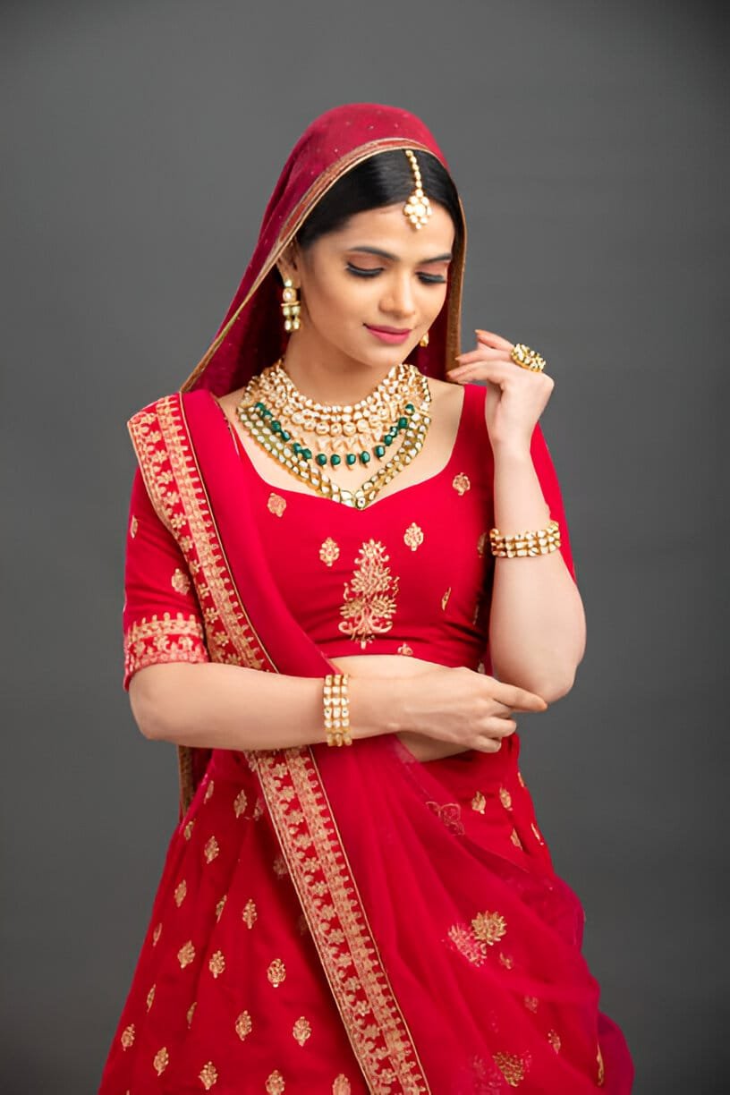 red wedding saree