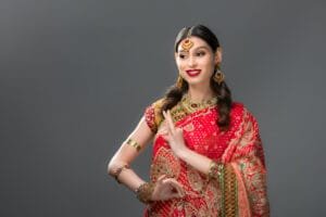 red wedding saree