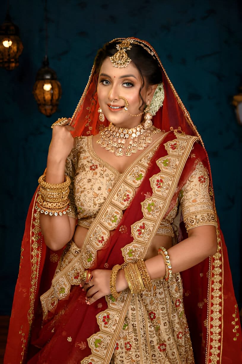 red wedding saree