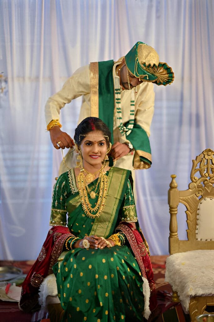bottle green saree